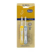 Chicco Cosmetica Cepillo Dental 6-36M Indigo Mustard 2 PCS Detalles En El Producto 6-36M Mostaza