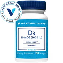 The Vitamin Shoppe Vitamina D3 2000IU 1000SOFT Plastico Blanco