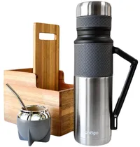 Combo Matero Contigo Garrafa Térmica 1.1L + Cuia + Bomba - Inox