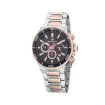 Relógio Analógico Masculino Sergio Tacchini ST.1.10035-5 com Pulseira de Aço Inoxidável - Prata e Rosa Ouro