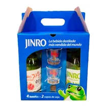 Kit Soju Jinro 4 Garrafas 360ML + 2 Copos Personalizados
