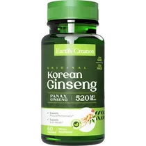 Earths Creation Korean Ginseng 520 MG 100CAPS Plastico Verde