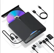 DVD-RW Lector Y Gravador DVD Externo Multi-Function USB/USB-C 4USB 3.0/ Lector Memoria XD013 Negro  DVD-RW Lect...