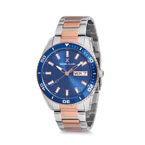 Relógio Analógico Masculino Daniel Klein Premium DK12237-2 - Prata, Rosa Ouro e Azul