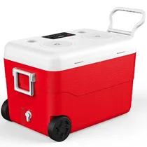 Caixa Térmica para Automóvel Megastar CB60R de 60 Litros com Speaker e Bluetooth - Vermelho/Branco