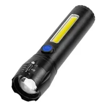 Mini Lanterna LED Tatico Cob Light Flashlight EP31571 / 450 Lumens / Recarregavel - Preto