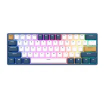 Teclado Mecanico com Fio 60% Royal Kludge RK61 Single-Mode IBM63K-Por, USB-A/USB-C, RGB, Switch Brown, Portugues, Klein Blue