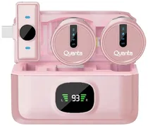 Microfone Sem Fio Quanta QTMDM30 Dual Multi Dispositivo Rosa