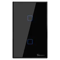 Interruptor Inteligente Touch Sonoff T3US2C com Módulo Receptor RF 2 Botão - Preto