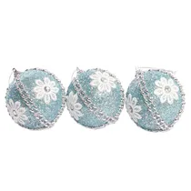 Bola de Natal Celeste Prateada 8CM 3 Peças.