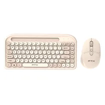 Kit Teclado e Mouse FTX FTXGK01 Sem Fio Espanhol - Dourado