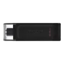 Pendrive Kingston Datatraveler 70 64GB USB-C/USB 3.2 - Preto DT70/64GB