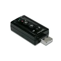 Adaptador Manhattan 152341 para Fone + Microfone / USB 7.1 / 3D Virtual / Controle de Volume / 3.5MM - Preto