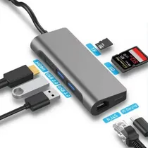 Hub USB-C Sate A-HUBC53 RJ45/ USB-C/ HDMI/ SD/ TF/ 2X USB3.0 7IN1  Hub USB-C S...