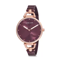 Relógio Analógico Feminino Daniel Klein Trendy DK12064-5 - Bordô e Rosa Ouro