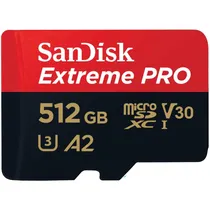 Memória Micro SD Sandisk Extreme Pro 200-140 MB/s U3 512 GB com Adaptador (SDSQXCD-512G-GN6MA)