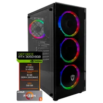 PC Montado Gamer AMD Ryzen 5 4500 de 4.1GHZ 16GB de Ram / 512GB SSD / Geforce RTX3050 6GB - Preto