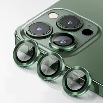 Pelicula Protetora de Vidro para Camera 4LIFE para iPhone 13 Pro / 13 Pro Max / Anéis de Metal / Anti-Riscos - Um Conjunto (3 Peças) - Verde