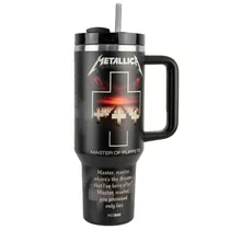Copo Térmico Weedoo Metallica- 1.2L - com Canudo - Master Of Puppets Preto  Copo Térmic...