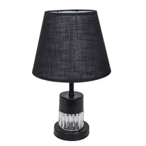 Abajur Decorativo Em Tecido Trançado com Base Metálica Preto