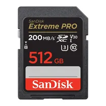 Cartao de Memoria SD Sandisk Extreme Pro Class 10 Ultra V30 U3 512GB 4K HD - SDSDXXD-512G-GN4IN