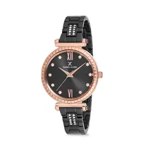 Relógio Analógico Feminino Daniel Klein Premium DK12189-6 - Preto e Rosa Ouro