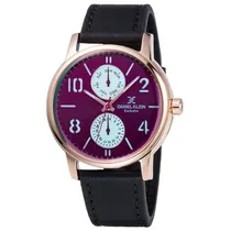 Relógio Analógico Daniel Klein Exclusive DK11842-4 Masculino, Couro - Preto, Rosa Ouro e Roxo