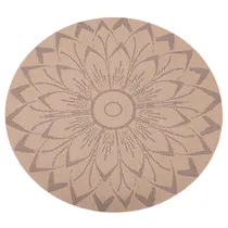 Individual de Mesa Redondo de Tela Marrom Desenho Flor