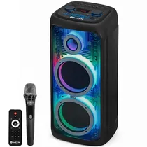 Caixa de Som / Speaker Mox MO-D1010 / 2 de 10" / 120W / Bluetooth / Microfone / USB / FM / Aux - Preto