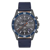 Relogio Analógico Masculino Daniel Klein DK.1.12736-6 Exclusive Gents / Pulseira de Couro Genuino - Azul/Preto