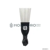 Pente Afro Metal Negro Cod 6335