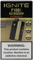 Vape Descartável Ignite P100 Pro Watermelon Ice 10000 Puffs Pod System Gold