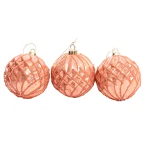 Bola Navideña Rose c/Rayas 8CM 3PZ