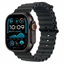 Apple Watch Ultra 2 49MM MX4P3BE/ A com Double Tap Gesture / Sirena de 86DB / Pulseira Ocean Band Black / Titanium Case - Black Titanium
