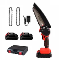 Kit Motosserra Nappo NHJ-106 Portatil Recarregavel Preto/Vermelho