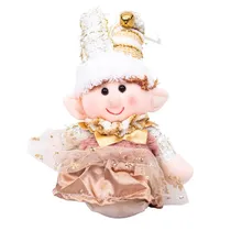 Boneco de Natal com Brilhos 15CM - Branco e Dourado