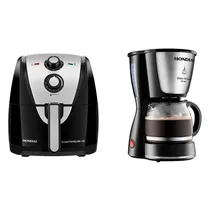 Fritadeira Elétrica Mondial Air Fryer AF-55I com 2000W/5.5L + Cafeteira Mondial Dolce Arome C-30-18X para Até 18 Xícaras - 110V