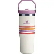 Garrafa Térmica Stanley Tumbler Flip com Bico e Alça - Cream Lilac Stripe 887ML