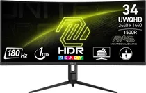 Monitor MSI 34" Mag 342CQR Uwqhd Curvo 1MS/180HZ DP/HDMI Preto