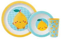 Kit Prato + Copo Frutti Limão Buba 12745 (3 Peças)