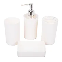 Kit Banheiro Plástico Tampa Transp. Branco 4PÇS