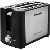 Torradeira Mondial Smart Tost Inox T-13 800 Watts 6 Temperaturas 220V ~ 60HZ - Preto/Prata