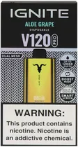 Vape Descartável Ignite V120 Pro Aloe Grape 12000 Puffs Dual Mesh Gold