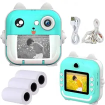 Camera para Criança Digital 7&Z QA5 Print com Acessórios / Inclui Papel (3 Peças) - Verde Claro