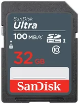 Cartão de Memória SD Sandisk 32GB Ultra C10 SDHC/Uhs-I 100MB/s