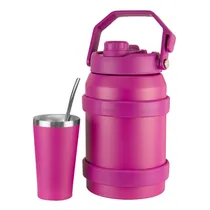 Kit Garrafa Térmica Vacuum Insulated Bottle IH4246 - 1500ML - com Bomba e Cuia - Lilas