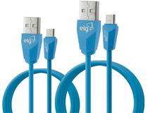 Kit Cabo Micro USB 2 Em 1 Elg CMB512BE Termoplastico (1 Metro) e (2 Metros) Azul