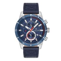 Relogio Analogico Masculino Daniel Klein DK.1.12740-6 Exclusive Gents / Pulseira de Couro Genuino - Azul/Plateado