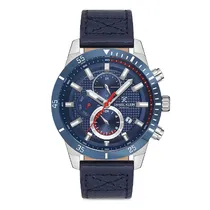 Relogio Analógico Masculino Daniel Klein DK.1.12740-6 Exclusive Gents / Pulseira de Couro Genuino - Azul/Plateado