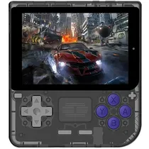Console Portátil Powkiddy V10 64GB de 3.5" com 5.000 Jogos - Preto/Transparente